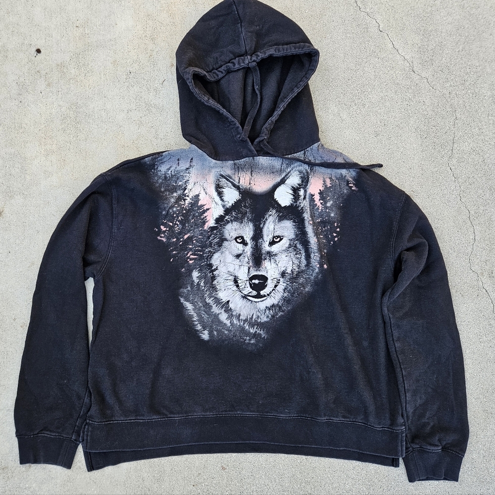 RARE Vintage Allsaints Wolf Graphic Sweater Hoodie Small Unique Cotton